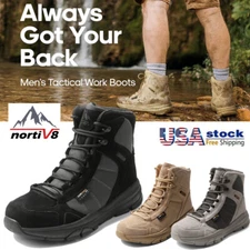 NORTIV 8 Men's Waterproof Military Tactical Boots Outdoor Work Combat Shoes