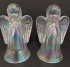 Fenton Glass  Irridescent Angels 6" H Set Of 2