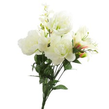 Cream and Green Artificial Lily Peony and Rose Bush