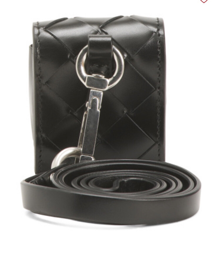 Bottega Veneta AirPods Case with Strap Intrecciato Black NEW
