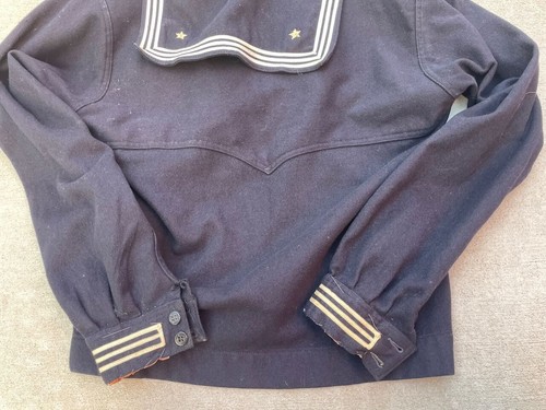 WWII US Navy sailor jumper w/embroidered Battleship Destroyer Liberty cuffs - Picture 11 of 13