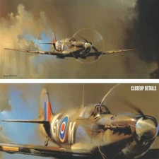 48W"x24H" SPITFIRE by BARRIE CLARK - WW2 WAR PLANE AIRCRAFT CHOICES of CANVAS