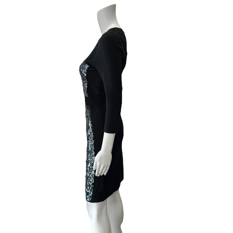 $579 Vestido Markus Lupfer Negro Lentejuelas Panel Talla XS Foto 3 de 4