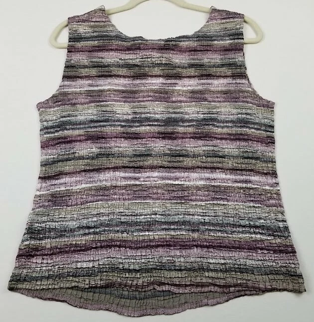 Повседневный угловой майка женщин XL полоски абстрактный морщинистый текстурированный эластичной  - Изображение 3 из 4