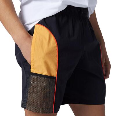 NEW BALANCE MEN'S ATHLETIC WIND SHORT BLACK ORANGE BLUE