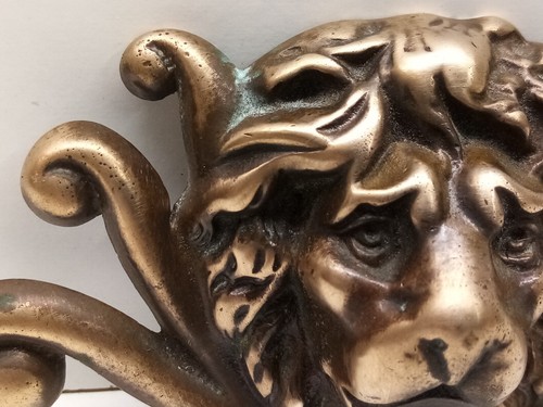 Antique Solid Brass Lion Head Door Furniture Ornament - Picture 7 of 15