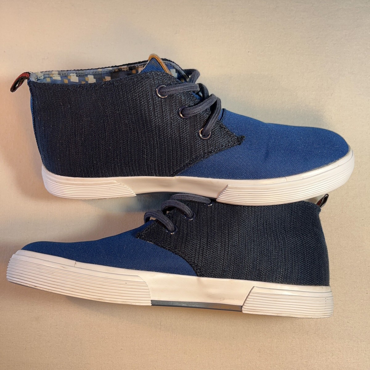 Ben Sherman Mens Sz 7.5 Bristol Chukka Canvas Sneaker Navy 