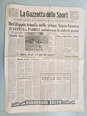 GAZZETTA DELLO SPORT 3 MARCH 1958 JUVENTUS-TORINO 4-1 PADUA-ALESSANDRIA-INTER