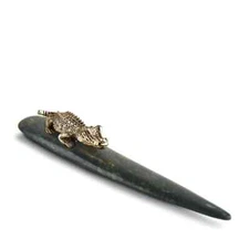 L'OBJET Crocodile Letter Opener African Jade and 24K Gold Plated Luxury - CU9680