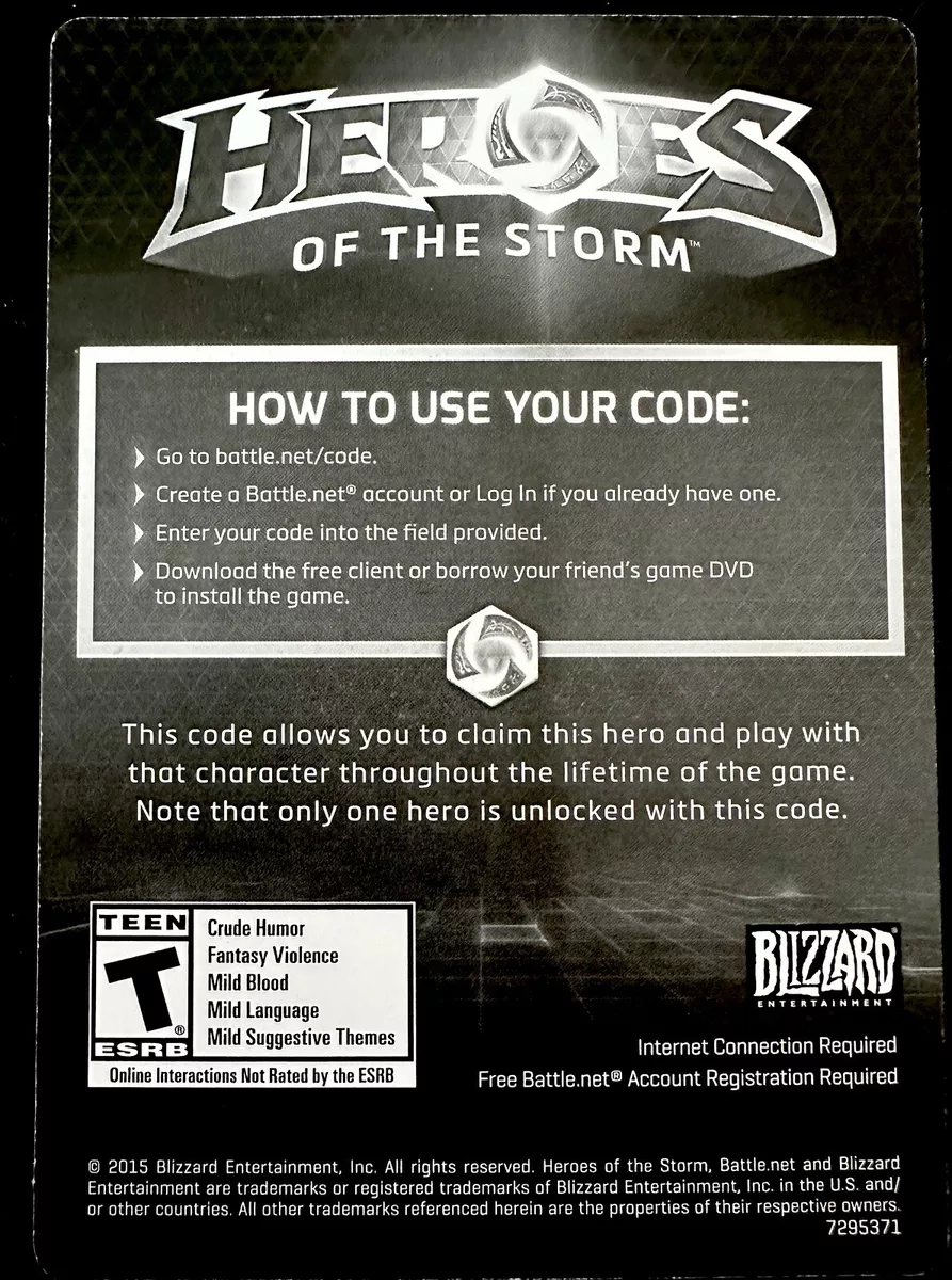 HEROES OF THE STORM - ZERATUL Hero Code Card - CODE UNUSED