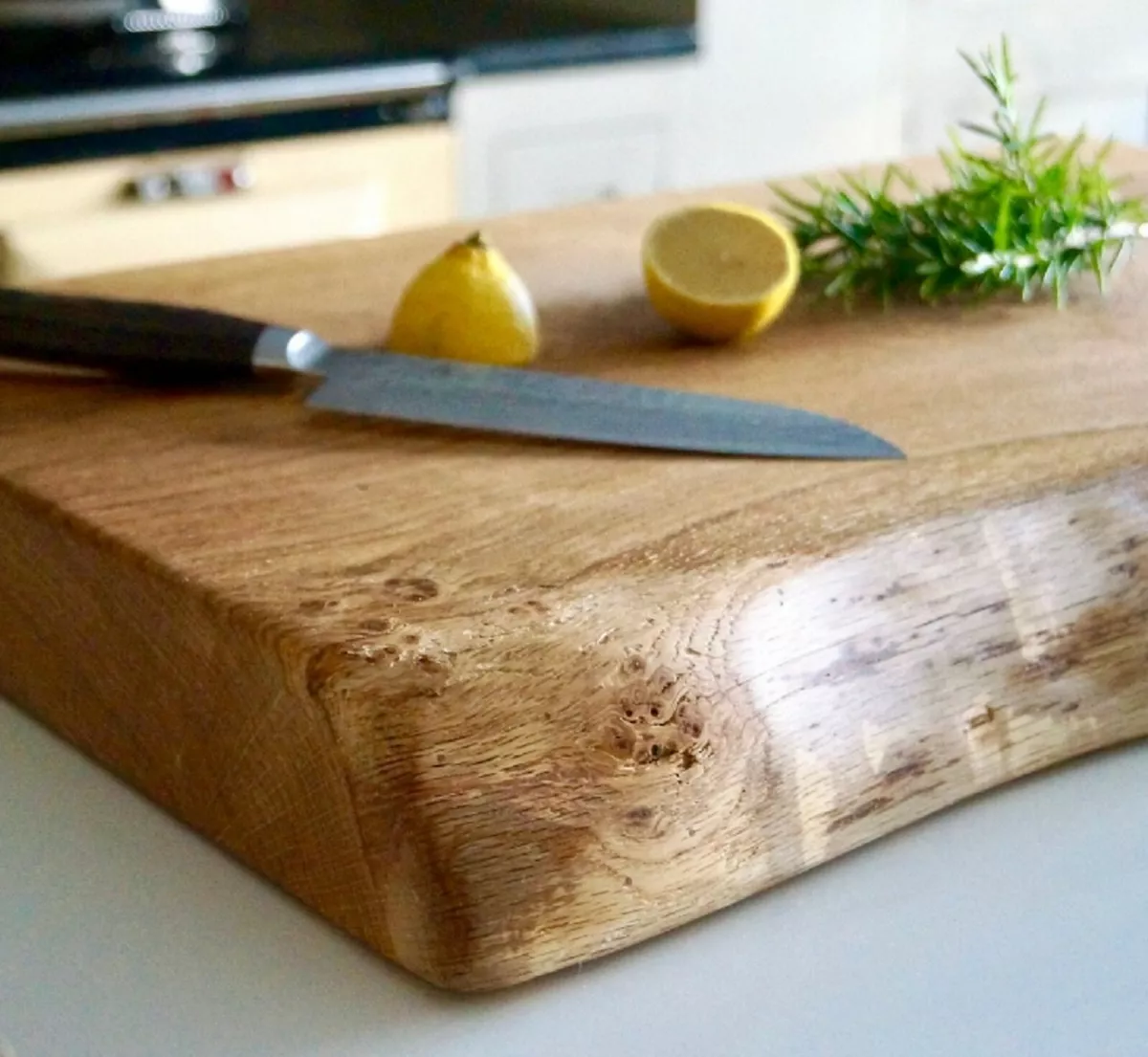 Thick slab Oak cutting board Living Live Edge Cheese Board Large Kitchen  Block