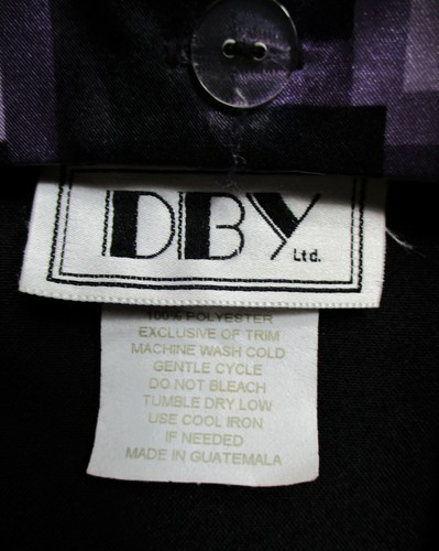 DBY womens Sz 11/12 L/S black REMOVABLE PRINT collar button down jacket (B9)pm - Picture 9 of 10