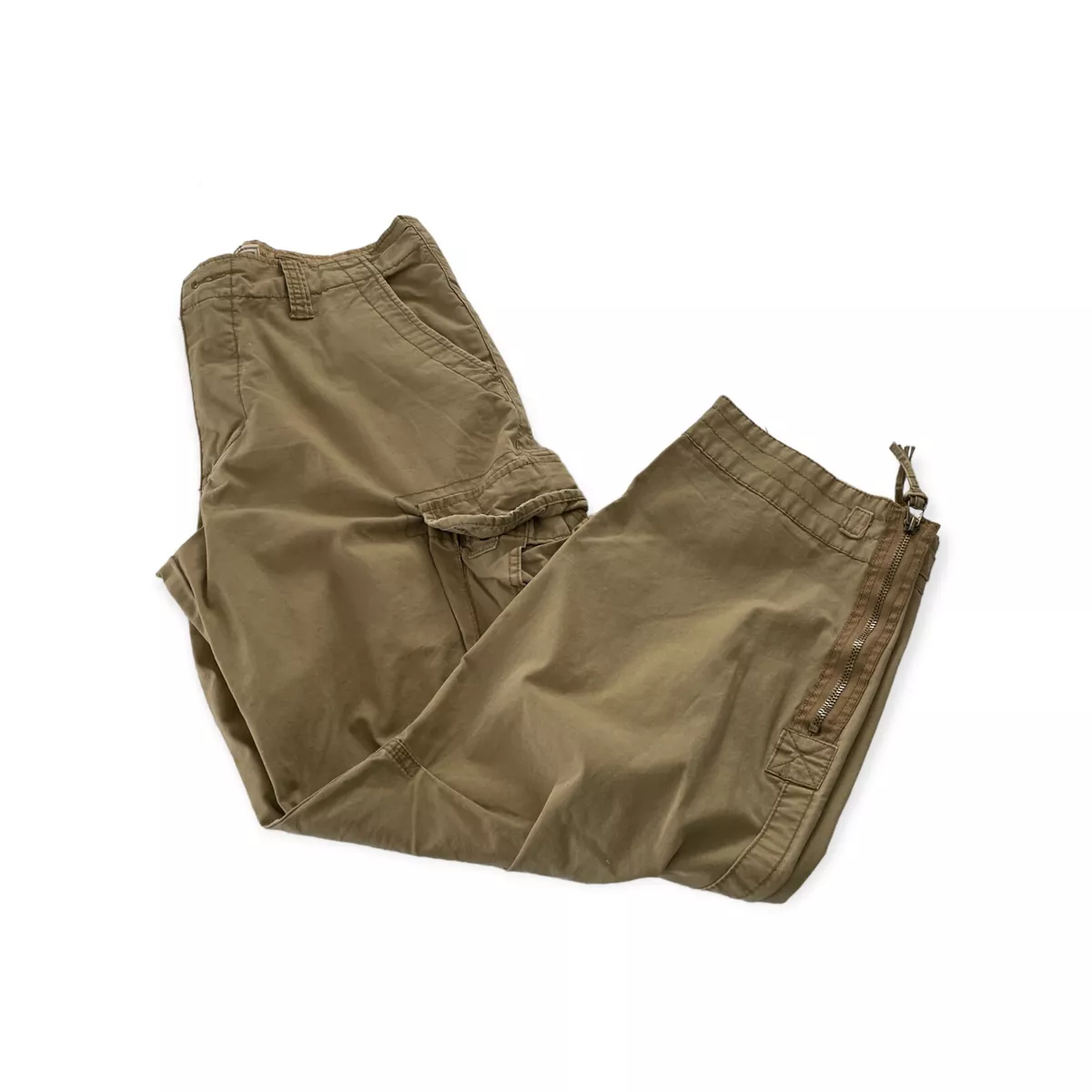 Vintage Y2K No Boundaries Cargo Pants Size 36 x 32 Khaki Tan Pockets Grunge