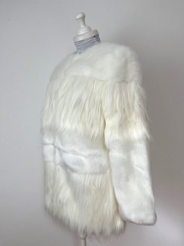 ZARA Cappotto Corto COMBINATO PELLICCIA FINTA Bianco SENZA COLLETTO Pelliccia Giacca S Nuova con etichette 2969/046 - Foto 8 di 20