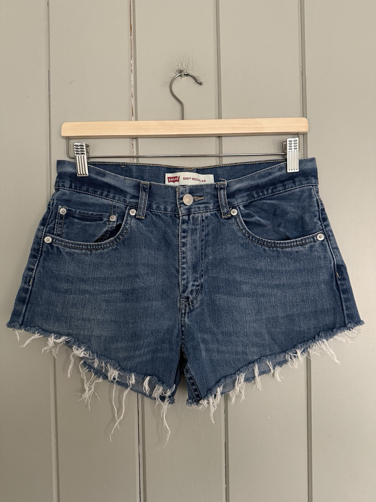 Levi's 505 Shorts 29" Waist Distressed Blue Cut-Off Booty Beach Summer