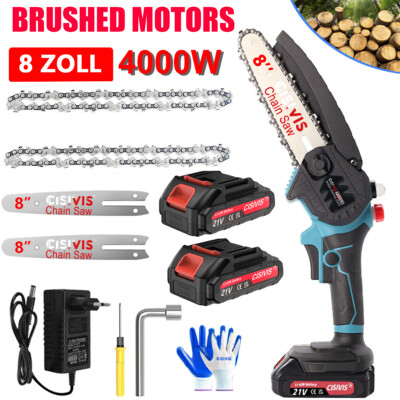21V Mini Akku Kettensäge Set 8 Zoll Einhandsäge Astsäge mit 2 Akkus & Zubehör