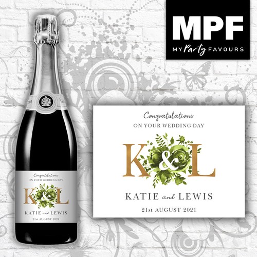 Personalised Wedding Champagne Prosecco Bottle Label - 5 colour options - gold - Picture 7 of 16