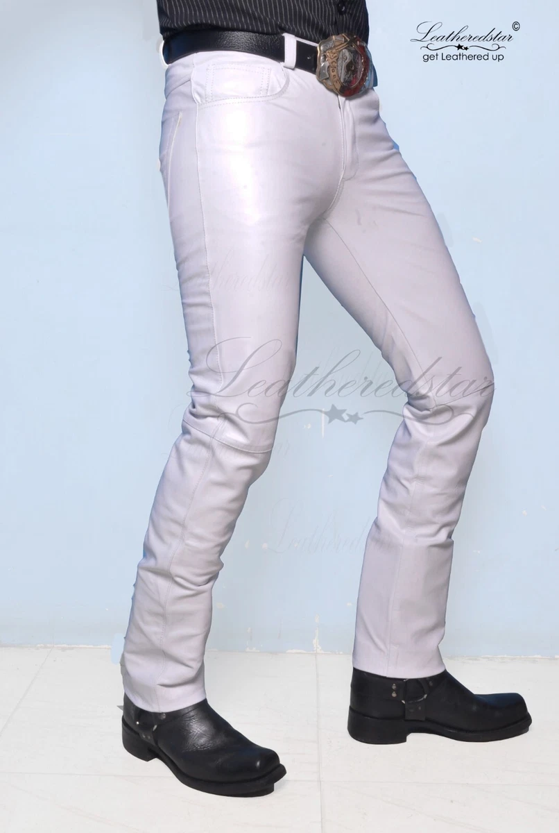 White leather jeans for cheap mens
