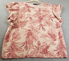 RAFAELLA Top Women’s Extra Large XL Floral Short Ruffle Sleeves Spring Summer