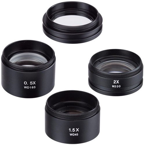 AmScope 0.5X to 2X Barlow Lens Set For SM Series Stereo Microscopes w 48mm mount - 第 1/2 張圖片