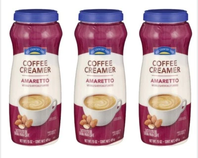 New (3) Sealed Amaretto Powdered Coffee Creamer 15oz HEB Hill Country Fare
