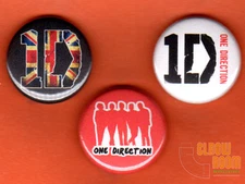 Set of three 1" One Direction pins buttons band pop directioner British 1D 