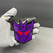 2x Decepticon Transformer Mask Car Fender Badge Emblem Red Eye / Purple Decal