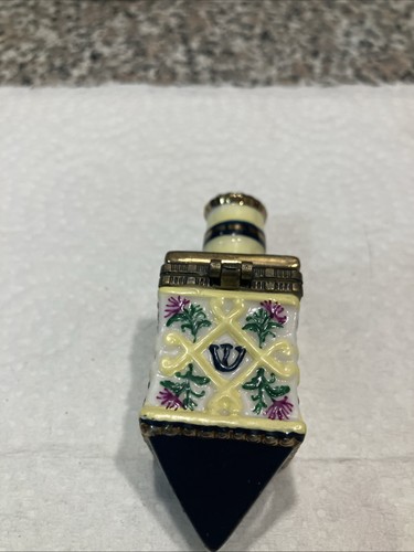 VTG Porcelain Ivory Multi Colored Hinged Trinket Box Hanukkah Dreidel Shaped - Picture 4 of 12