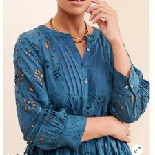 NWT dRa X Anthropologie Yara Dress Eyelet detail size small COTTON