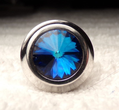 VTG WHITING & DAVIS 60s LARGE COBALT BLUE CUT RHINESTONE SILVER TONE RING SZ 7.5
