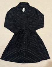 J. Jill Polka Dot Belted Shirt Dress Black & White Polka Dots Size XL Modest
