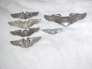 6 WWII Era PILOT STERLING SILVER WINGS Pin LOT! Bomber Navigator Army Air