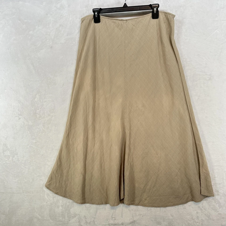 Falda Eileen Fisher Mujer L Beige Mezcla de Lino Mínima Midi Silenciosa Lujo Pull On Foto 3 de 4
