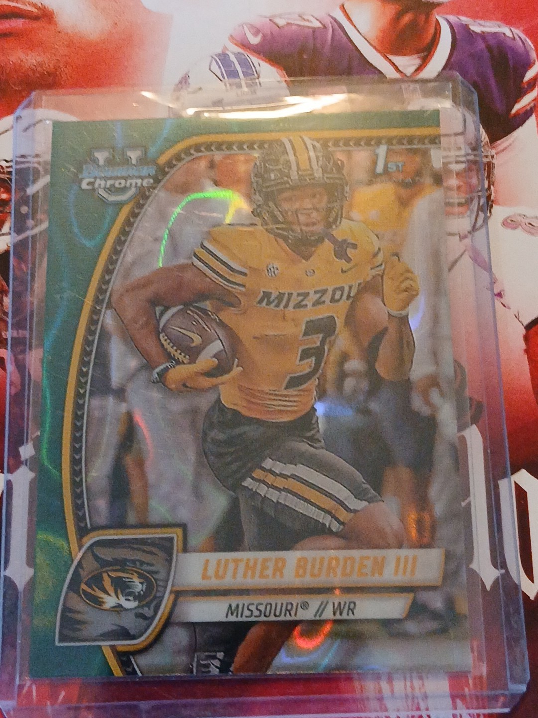 Luther Burden III 2024 Bowman Chrome U 1st Prospect Teal Lava Refractor Missouri