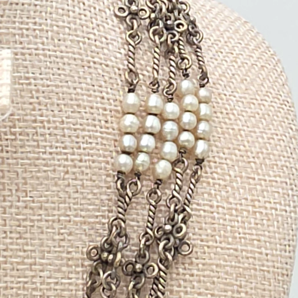 Collar de Perlas SILPADA 925 De Colección Plata de Ley Multi-hiebra Pátina Natural 16" Foto 3 de 4