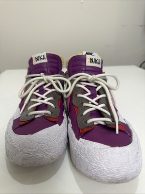Nike Sacai Blazer Mid Sneakers Purple Multi Women s 10.5 Distressed