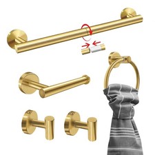 5PCS Brushed Gold Bathroom Accessories Set, Bathroom Hardware Set, Splicing 2...