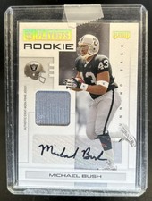 2007 Playoff NFL Playoffs Michael Bush Material Silver Jersey Auto #/25 Raiders