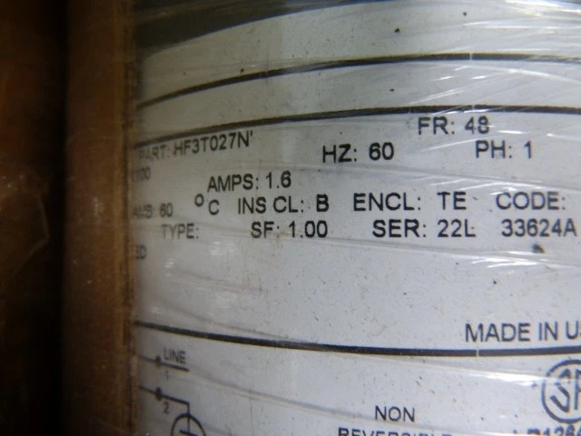 Magnetek 1/2HP 1100RPM 460V 48 TE 1Ph 1.6A 60Hz NEW - Image 3 of 3