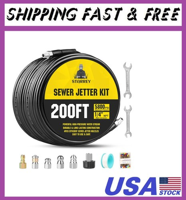 #ad #ad Pressure Washer Drain Jetter – Sewer Jetter Kit for Pressure Washer 200ft 1 4 In $180.99