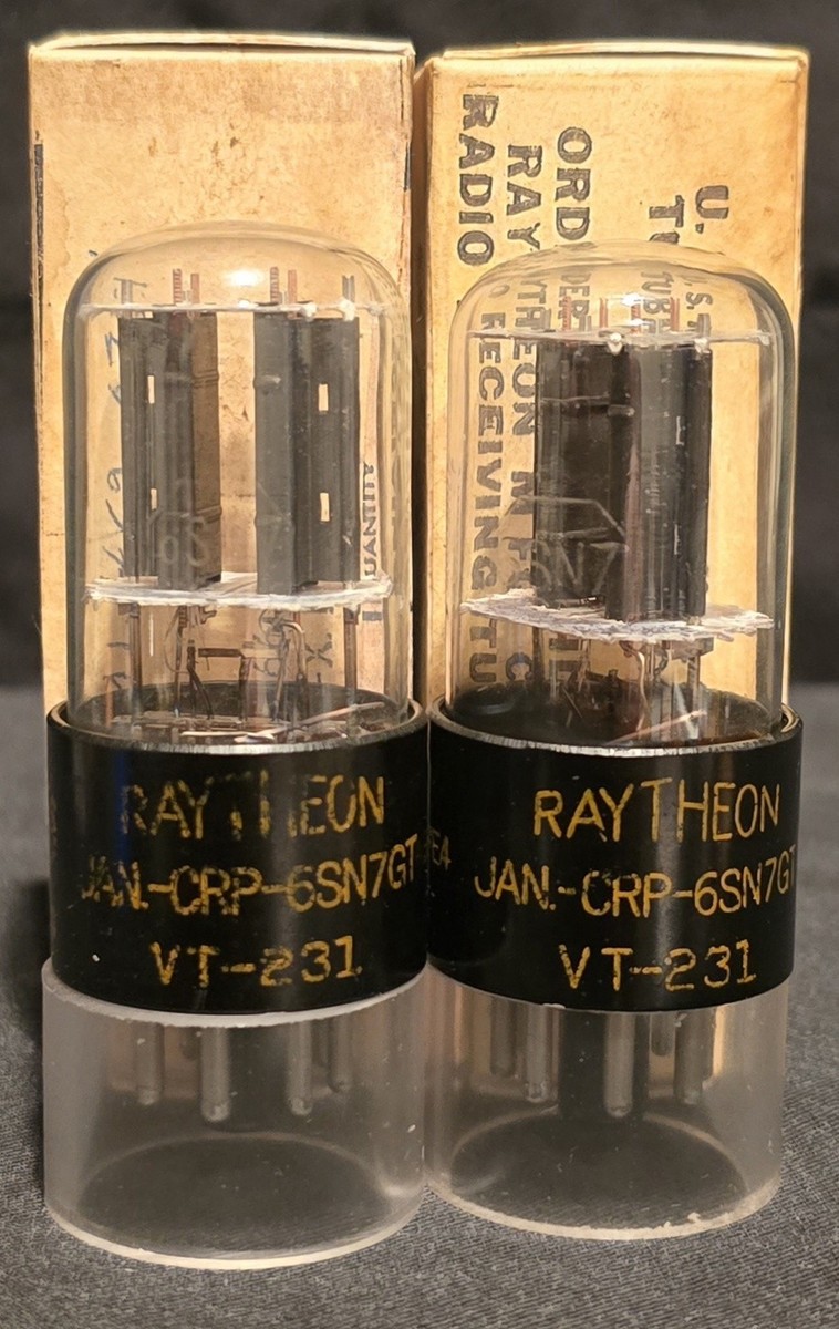 RAYTHEON 6SN7 GT VT-231 JAN CRP 1945 TUBE 2 HOLE TOUGH DOGS