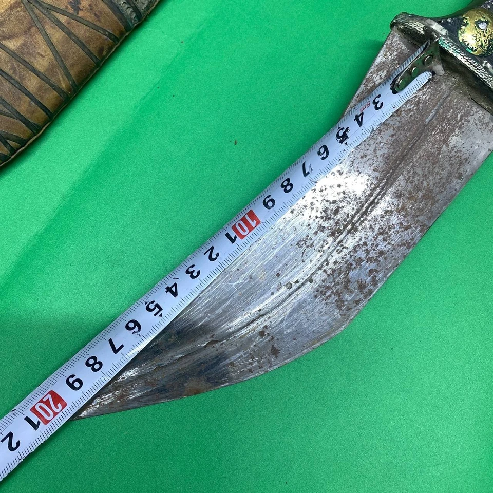 Adaga jambiya couro antiga adaga khanjar árabe iêmen جنبية يماني خنجر - Imagem 3 de 4