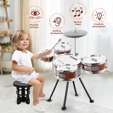 Kids Drum Set - 8-Piece Jazz Kit, Educational Musical Toy, Xmas Gift, Red