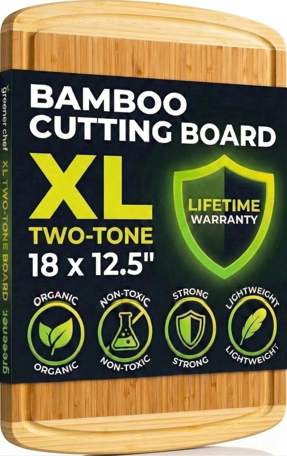 Luxury Bamboo Cutting Board Extra Large W/ Vertical Grain Strength Technology