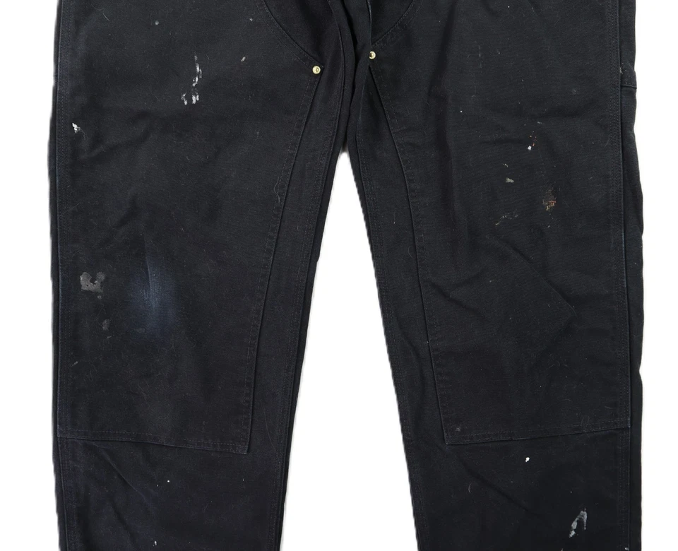 CARHARTT B01 USA Men's 36 x 32 Black Canvas Duck Double Knee Carpenter Pants - Image 3 of 4