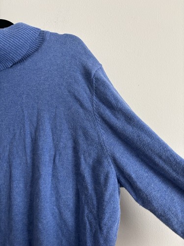L.L. Bean Women Pullover Sweater Size 2X Blue Cotton Cashmere Turtleneck Soft - Picture 5 of 6