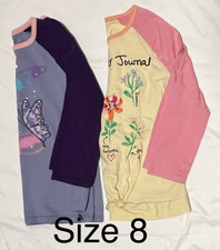 Lands End Girls SZ 8: 3/4 Length Lot Of 2 Shirts: Pre-Owned