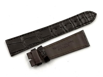 Patek Philippe Leather Alligator Strap Dark Brown Shiny Flat 20/16mm