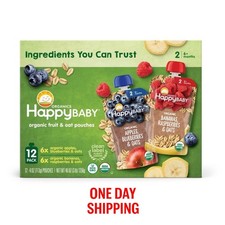 HappyBABY Organics Fruit  Oat Pouches Variety Pack 12 Count