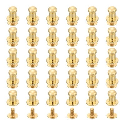 30 Stück Chicago Schrauben 5mm Rundkopf für Nieten Sattler Hellgold